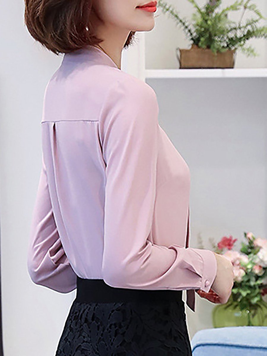 Elegant Bow Plain Blouses Elegant Bow Plain Blouses